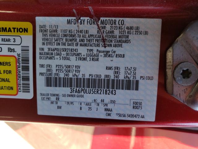 2014 FORD FUSION SE 3FA6P0LU5ER218243