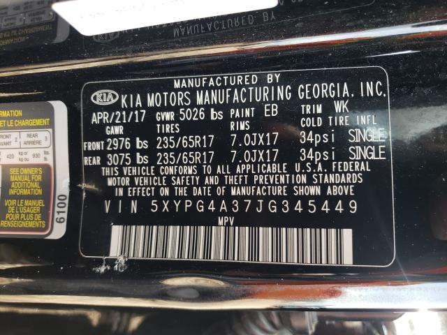 2018 KIA SORENTO LX 5XYPG4A37JG345449