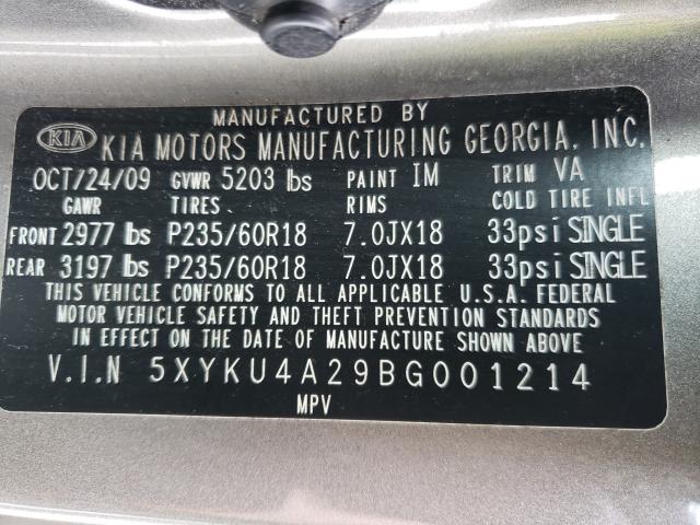 2011 KIA SORENTO 5XYKU4A29BG001214
