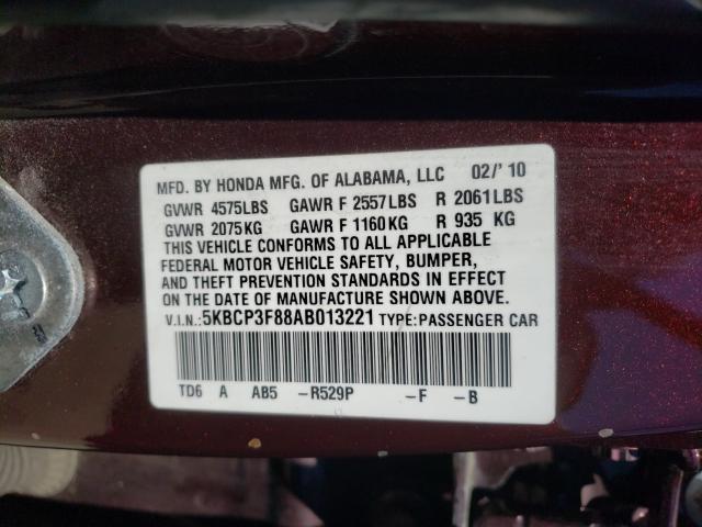 2010 HONDA ACCORD EXL 5KBCP3F88AB013221
