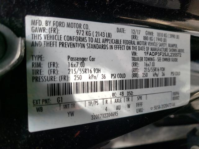 2018 FORD FOCUS SE 1FADP3F25JL235572