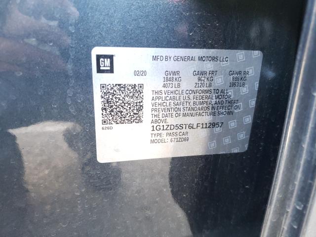 2020 CHEVROLET MALIBU LT 1G1ZD5ST6LF112957