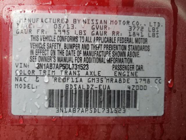 2013 NISSAN SENTRA S 3N1AB7AP5DL731523
