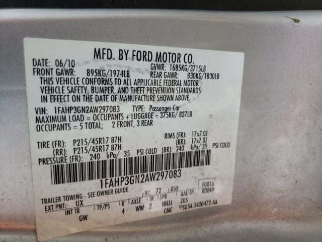 2010 FORD FOCUS SES 1FAHP3GN2AW297083