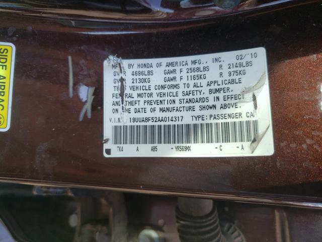 2010 ACURA TL 19UUA8F52AA014317