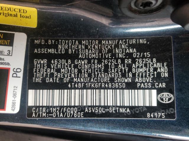 2015 TOYOTA CAMRY LE 4T4BF1FK6FR483650