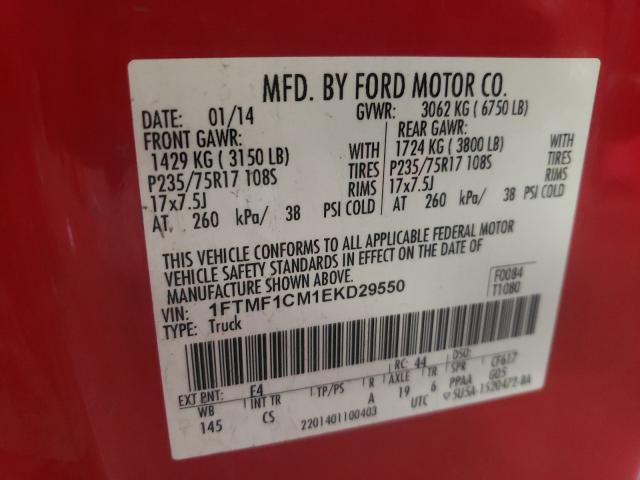 2014 FORD F150 1FTMF1CM1EKD29550
