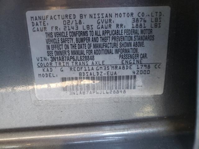 2018 NISSAN SENTRA S 3N1AB7AP6JL628848