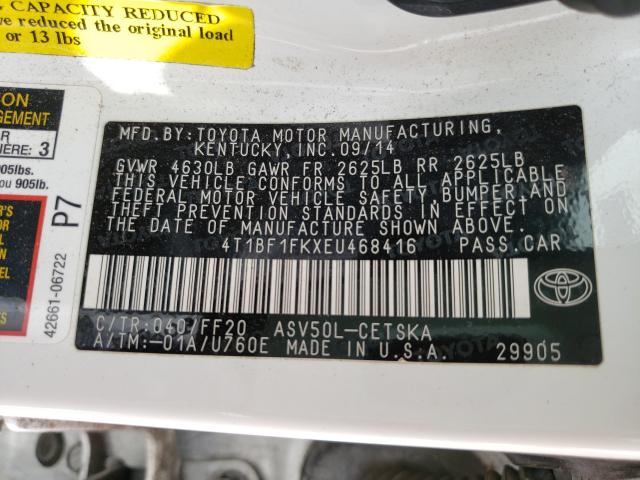 2014 TOYOTA CAMRY L 4T1BF1FKXEU468416