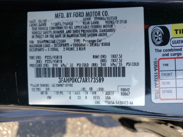 2010 FORD FUSION SPO 3FAHP0KC7AR173589