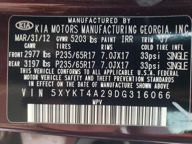 2013 KIA SORENTO LX 5XYKT4A29DG316066
