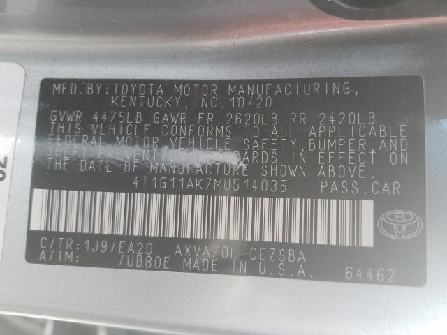 2021 TOYOTA CAMRY SE 4T1G11AK7MU514035