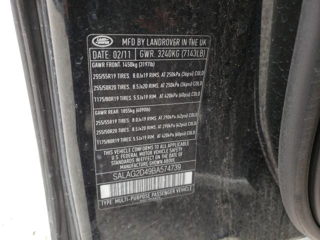 2011 LAND ROVER LR4 HSE SALAG2D49BA574739