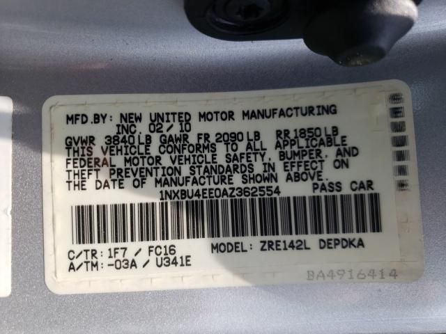 2010 TOYOTA COROLLA BA 1NXBU4EE0AZ362554