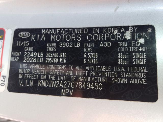 2016 KIA SOUL KNDJN2A27G7849450