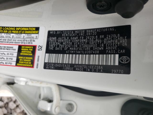 2020 TOYOTA CAMRY SE 4T1M11AK1LU397408