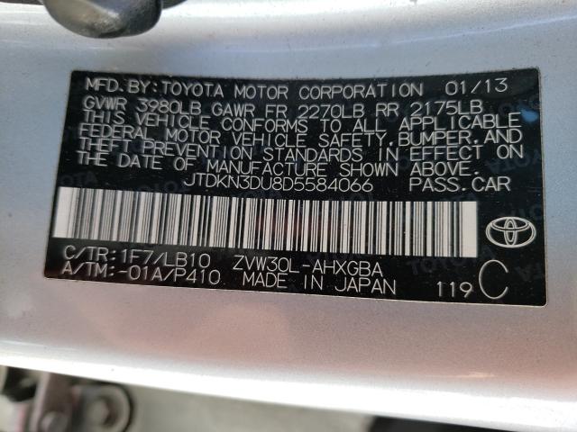 2013 TOYOTA PRIUS JTDKN3DU8D5584066