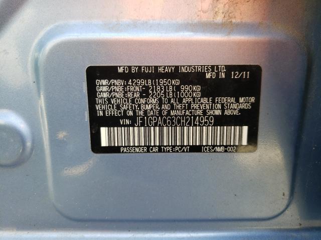2012 SUBARU IMPREZA PR JF1GPAC63CH214959