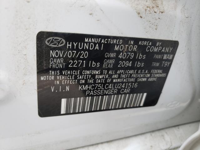 2020 HYUNDAI IONIQ SE KMHC75LC4LU241516