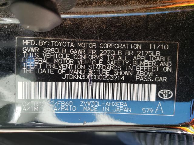 2011 TOYOTA PRIUS JTDKN3DU0B0253914