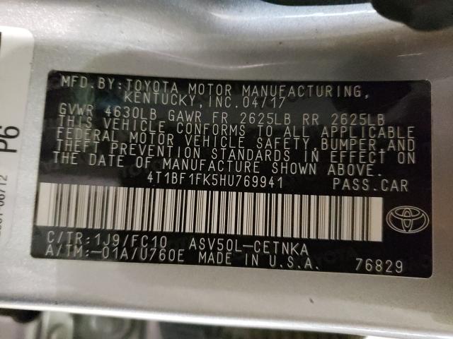 2017 TOYOTA CAMRY LE 4T1BF1FK5HU769941