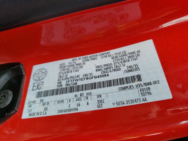2016 FORD F150 SUPER 1FTFW1EF8GFB45984