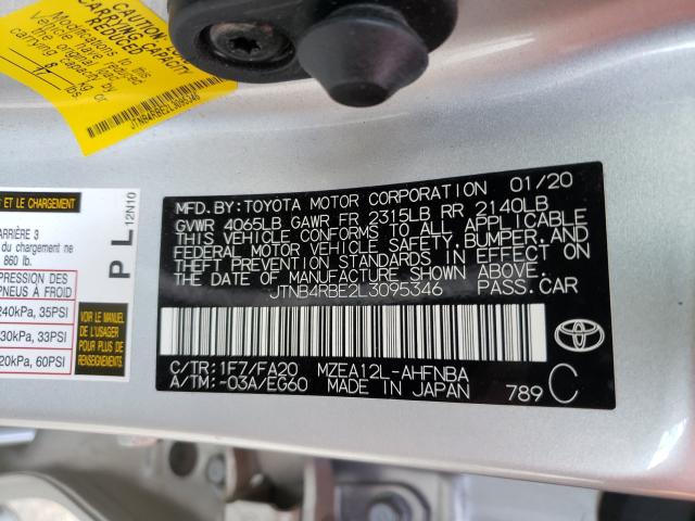 2020 TOYOTA COROLLA SE JTNB4RBE2L3095346