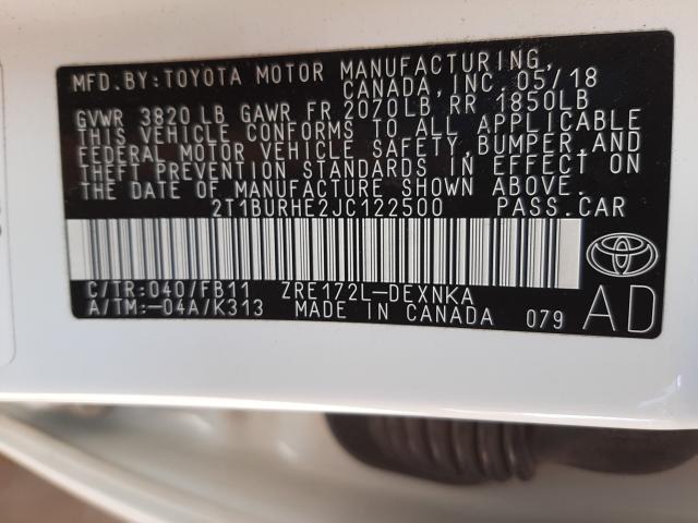 2018 TOYOTA COROLLA L 2T1BURHE2JC122500