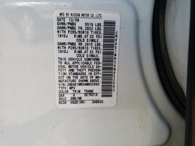 2010 INFINITI FX35 JN8AS1MW3AM852893