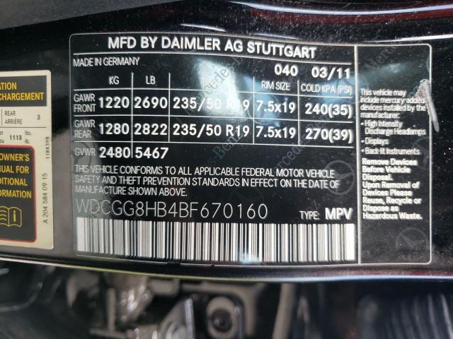 2011 MERCEDES-BENZ GLK 350 4M WDCGG8HB4BF670160