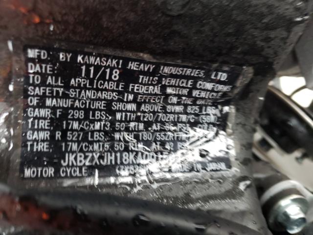 2019 KAWASAKI ZX636 K JKBZXJH18KA001504