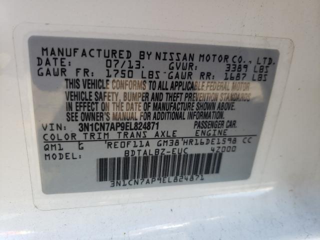 2014 NISSAN VERSA S 3N1CN7AP9EL824871