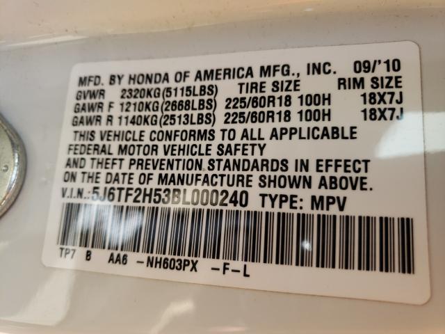 2011 HONDA ACCORD CRO 5J6TF2H53BL000240