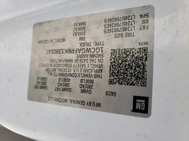 2019 CHEVROLET EXPRESS G2 1GCWGAFP6K1280147