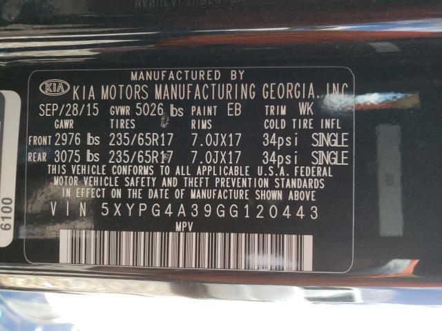 2016 KIA SORENTO LX 5XYPG4A39GG120443