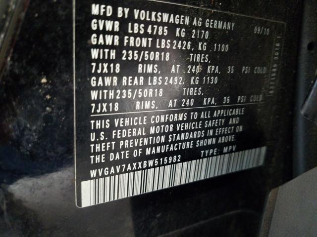 2011 VOLKSWAGEN TIGUAN S WVGAV7AXXBW515982