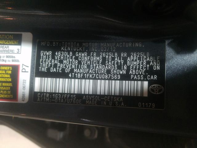 2012 TOYOTA CAMRY BASE 4T1BF1FK7CU087569