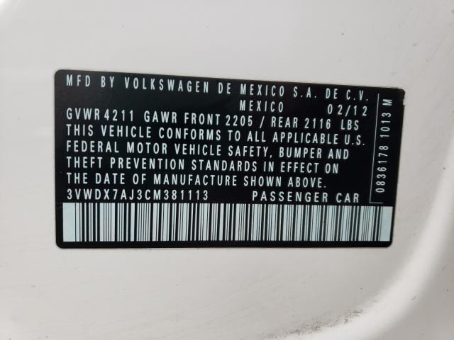 2012 VOLKSWAGEN JETTA SE 3VWDX7AJ3CM381113