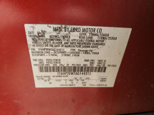 2010 FORD TAURUS SEL 1FAHP2EW7AG144215