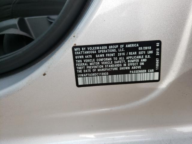 2013 VOLKSWAGEN PASSAT S 1VWAP7A39DC113920