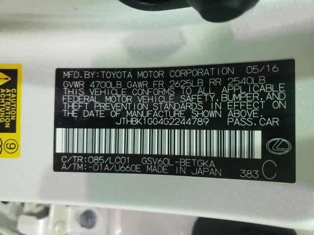 2016 LEXUS ES 350 JTHBK1GG4G2244789