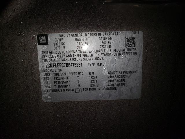2011 CHEVROLET EQUINOX LT 2CNFLEEC7B6475281