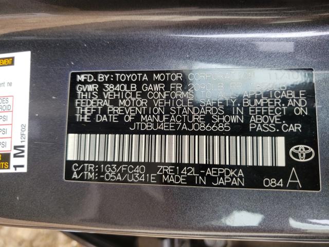 2010 TOYOTA COROLLA BA JTDBU4EE7AJ086685