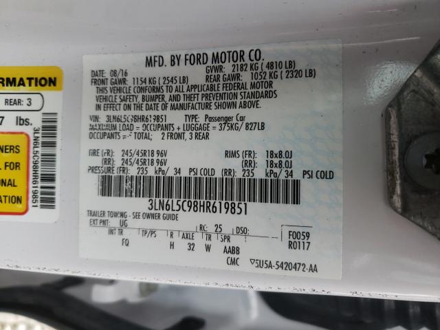 2017 LINCOLN MKZ SELECT 3LN6L5C98HR619851