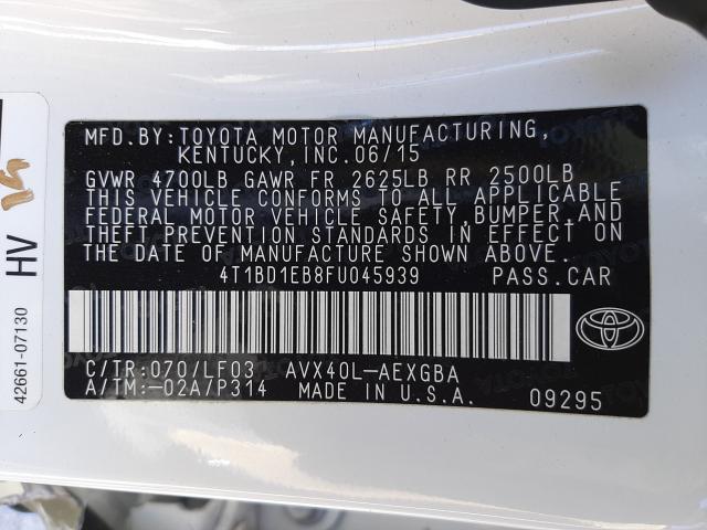 2015 TOYOTA AVALON HYB 4T1BD1EB8FU045939