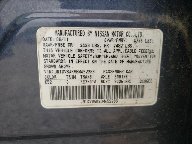 2011 INFINITI G25 JN1DV6AR9BM452286