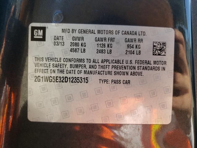 2013 CHEVROLET IMPALA LT 2G1WG5E32D1235315