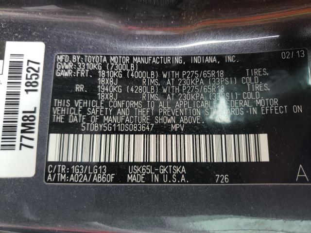 2013 TOYOTA SEQUOIA SR 5TDBY5G11DS083647