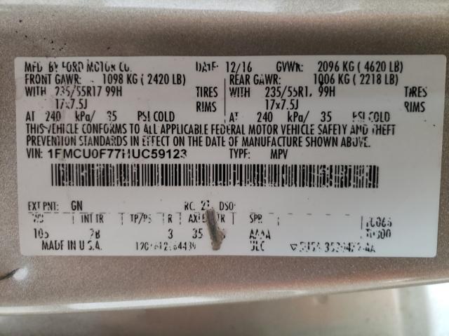2017 FORD ESCAPE S 1FMCU0F77HUC59123