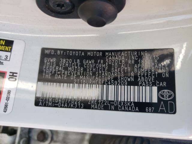 2015 TOYOTA COROLLA L 2T1BURHE6FC459209